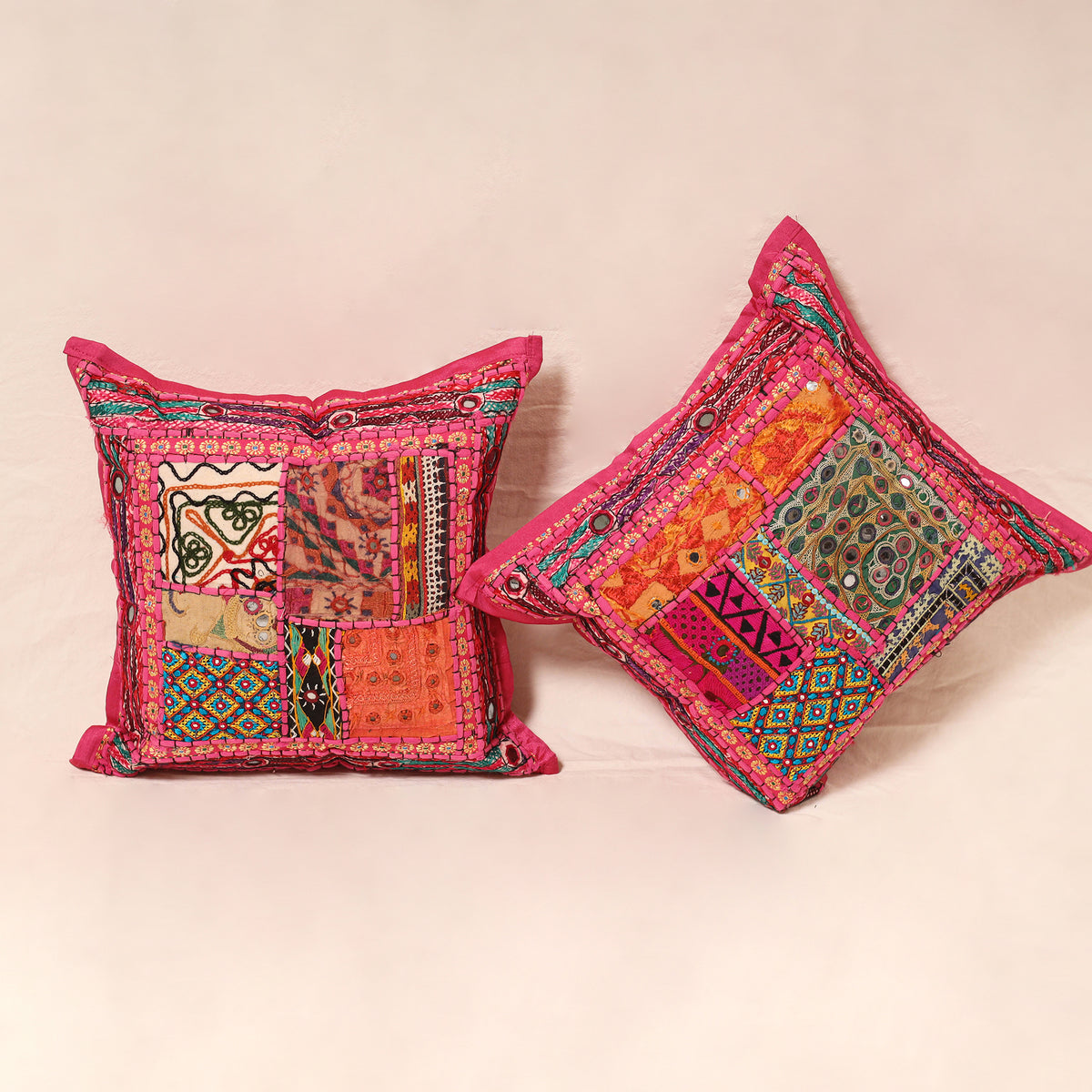 Kutch Hand Embroidered Mirror Work Cushion Cover (Set of 5) 03