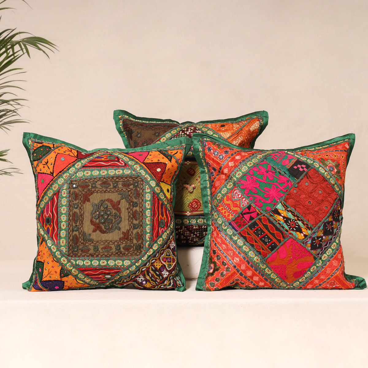 Kutch Hand Embroidered Mirror Work Cushion Cover (Set of 5) 04