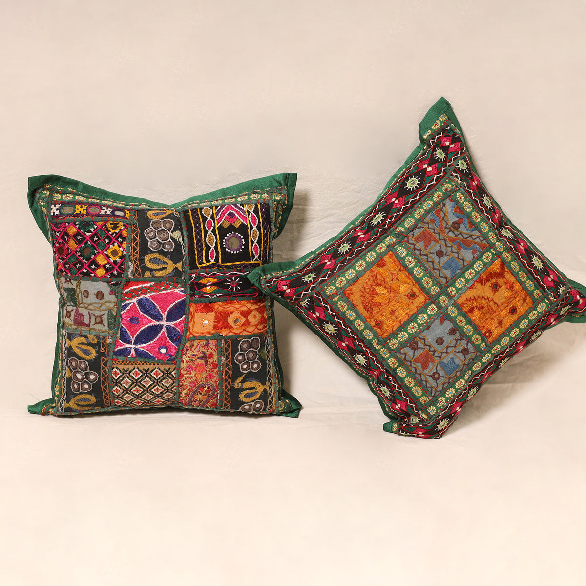 Kutch Hand Embroidered Mirror Work Cushion Cover (Set of 5) 04