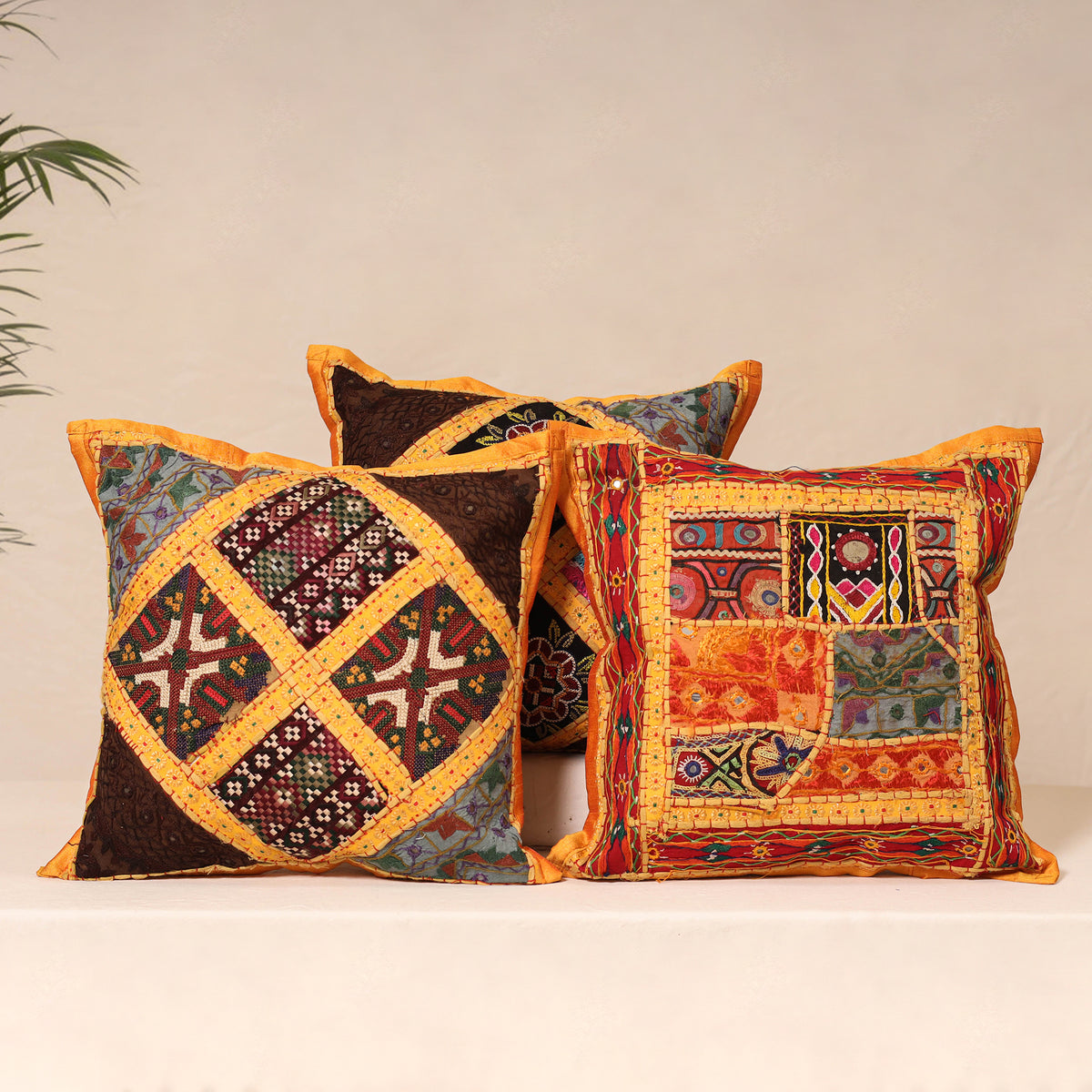 Kutch Hand Embroidered Mirror Work Cushion Cover (Set of 5) 05