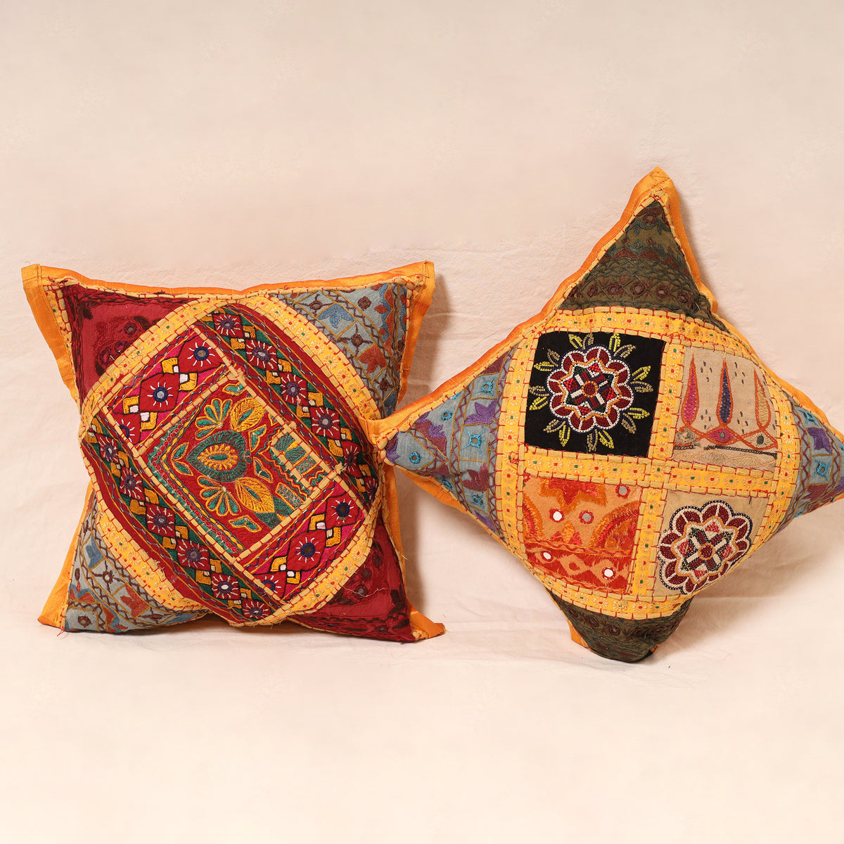 Kutch Hand Embroidered Mirror Work Cushion Cover (Set of 5) 05