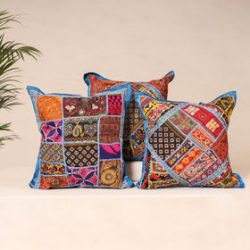 Kutch Hand Embroidered Mirror Work Cushion Cover (Set of 5) 09