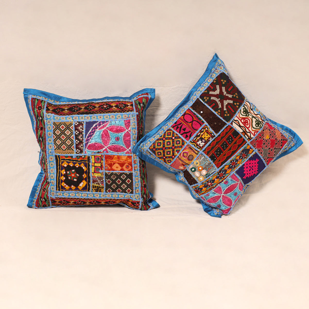 Kutch Hand Embroidered Mirror Work Cushion Cover (Set of 5) 09
