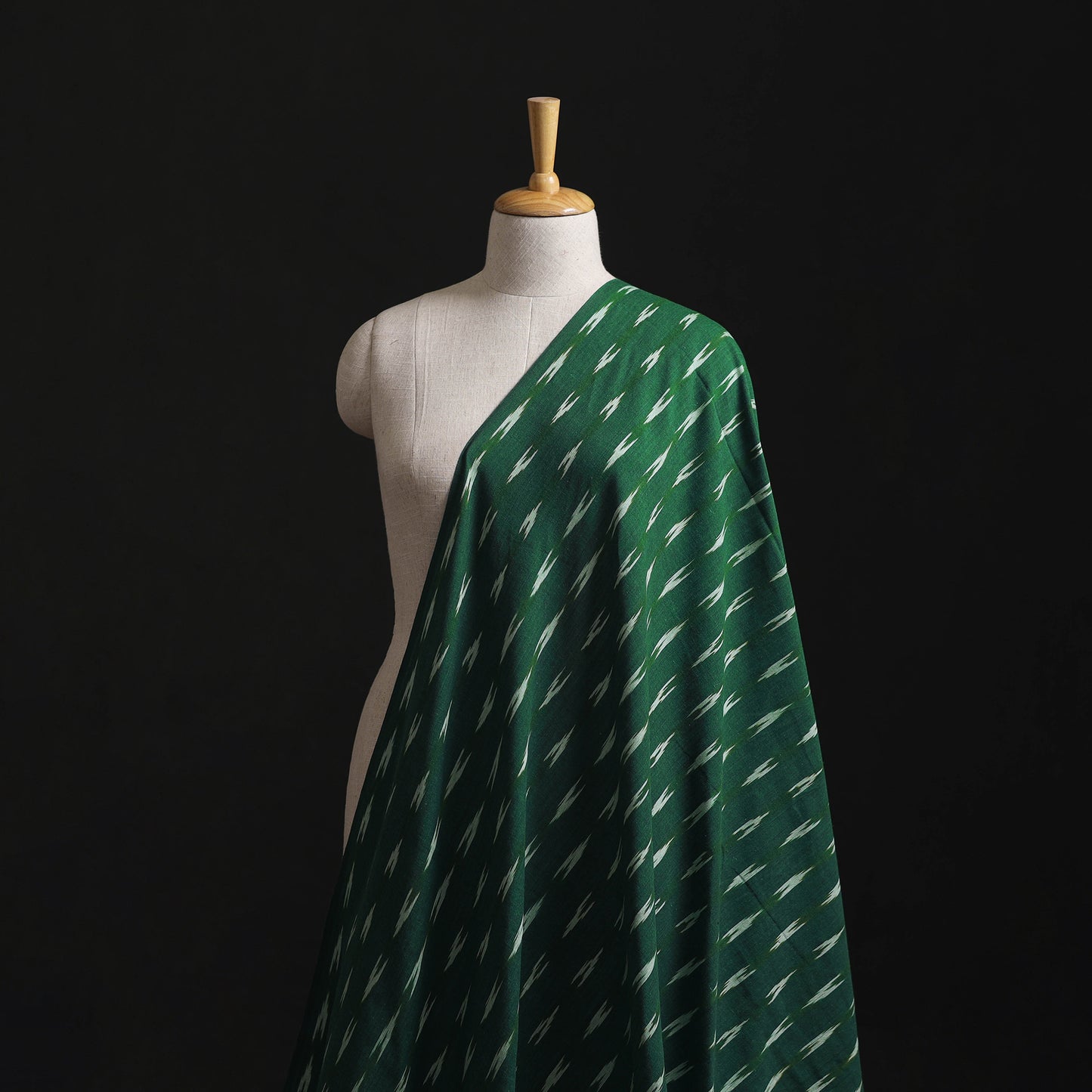Green - Pochampally Ikat Weave Cotton Fabric 02