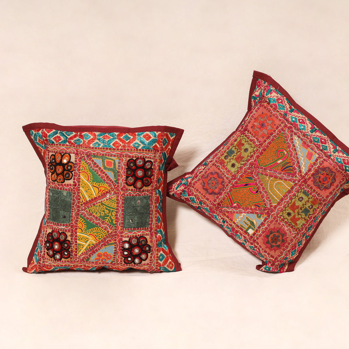 Kutch Hand Embroidered Mirror Work Cushion Cover (Set of 5) 10