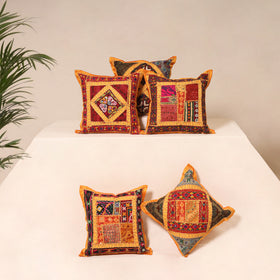 Kutch Hand Embroidered Mirror Work Cushion Cover (Set of 5) 11