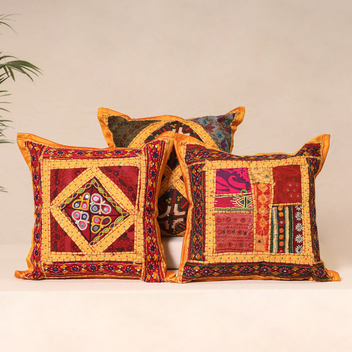 Kutch Hand Embroidered Mirror Work Cushion Cover (Set of 5) 11