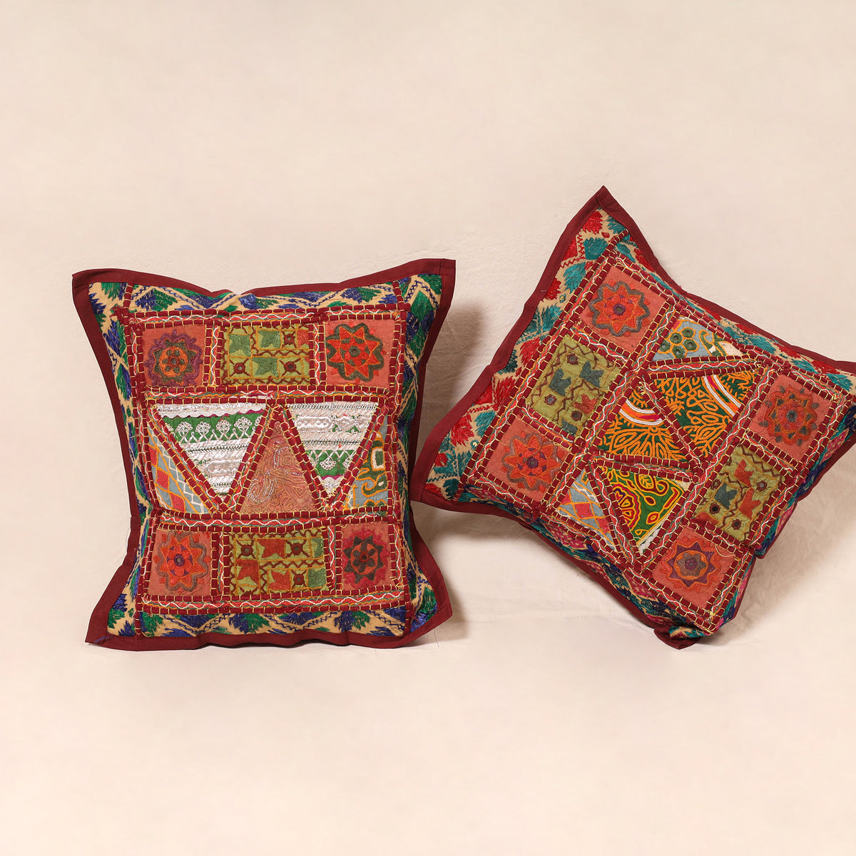 Kutch Hand Embroidered Mirror Work Cushion Cover (Set of 5) 12