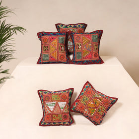 Kutch Hand Embroidered Mirror Work Cushion Cover (Set of 5) 12
