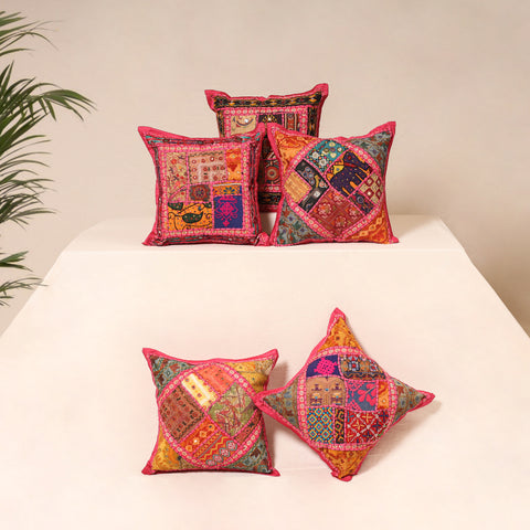 Kutch Hand Embroidered Mirror Work Cushion Cover (Set of 5) 13