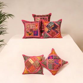 Kutch Hand Embroidered Mirror Work Cushion Cover (Set of 5) 13