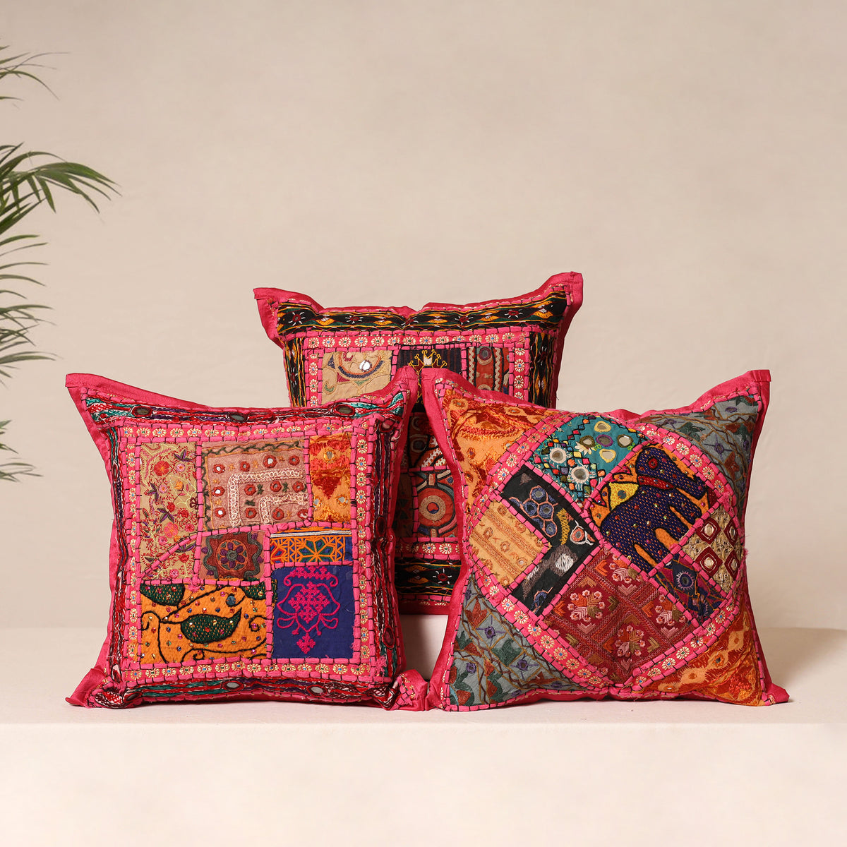 Kutch Hand Embroidered Mirror Work Cushion Cover (Set of 5) 13