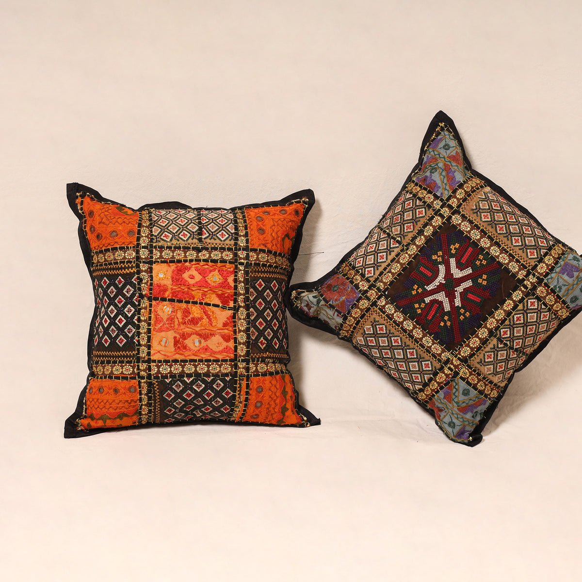 Kutch Hand Embroidered Mirror Work Cushion Cover (Set of 5) 14