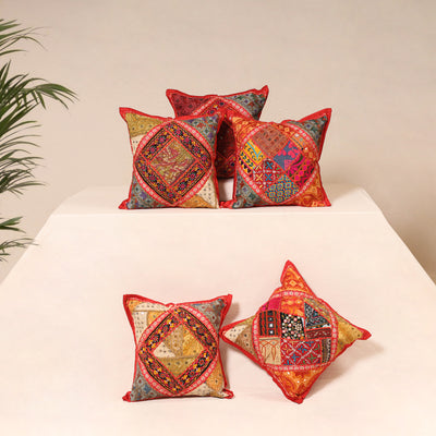 Kutch Hand Embroidered Mirror Work Cushion Cover (Set of 5) 15