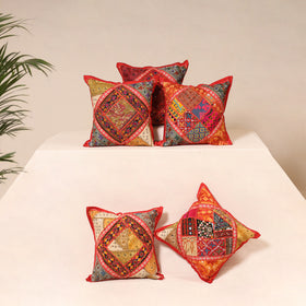 Kutch Hand Embroidered Mirror Work Cushion Cover (Set of 5) 15