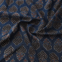 Blue - Ajrakh Hand Block Printed Natural Dyed Mul Cotton Fabric 02