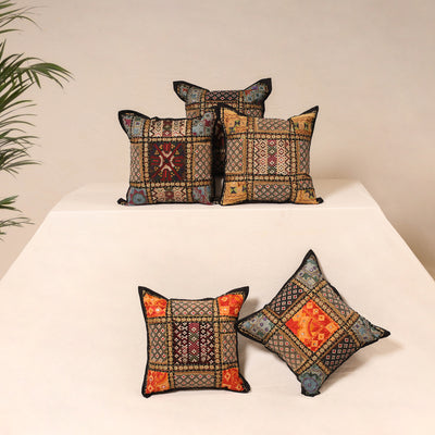 Kutch Hand Embroidered Mirror Work Cushion Cover (Set of 5) 17