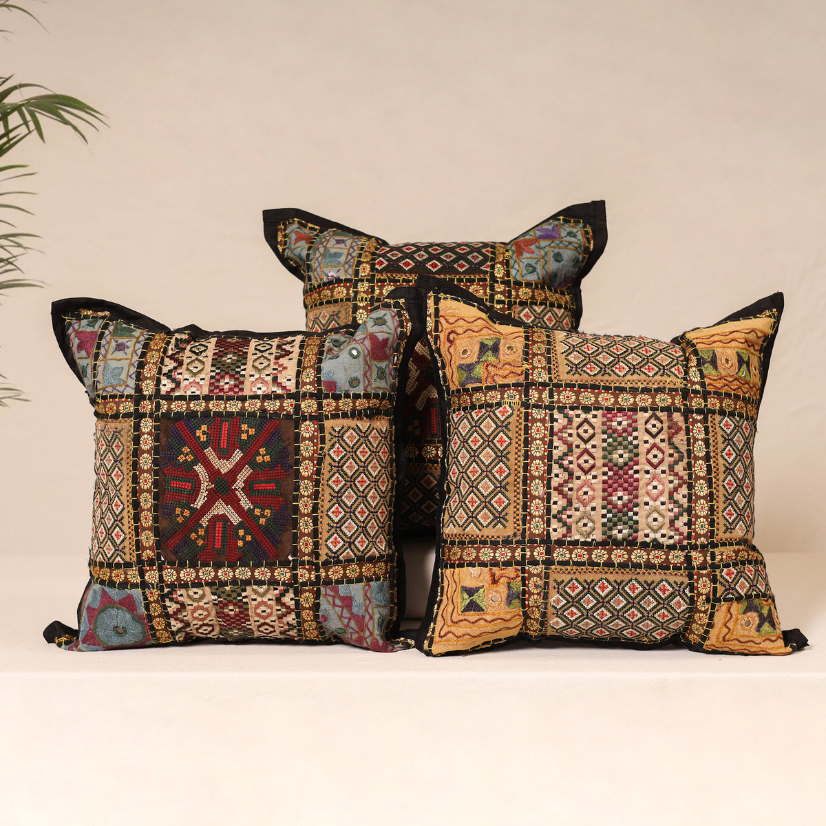 Kutch Hand Embroidered Mirror Work Cushion Cover (Set of 5) 17