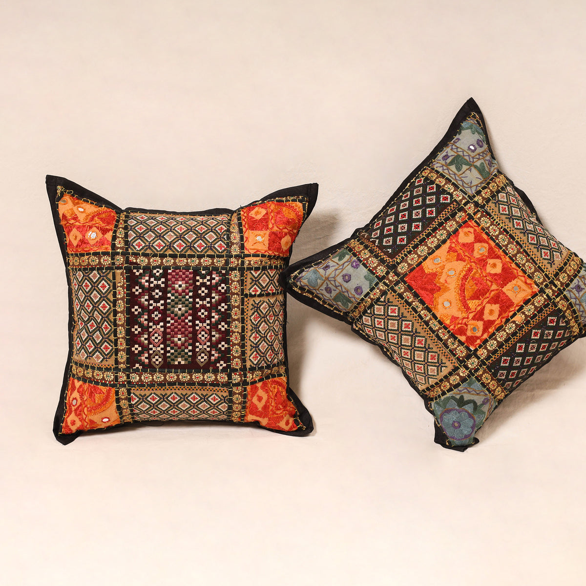 Kutch Hand Embroidered Mirror Work Cushion Cover (Set of 5) 17