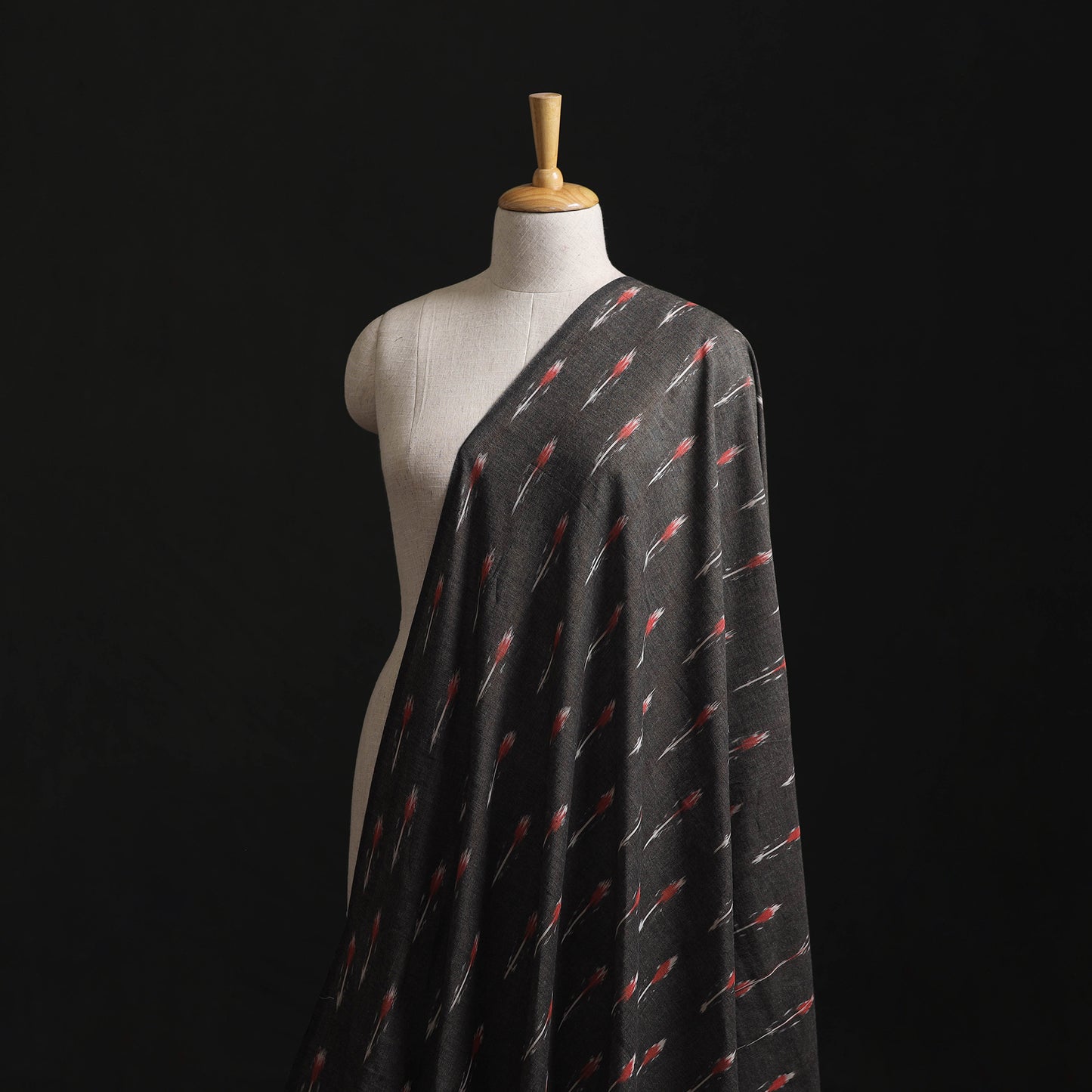 Black - Pochampally Ikat Weave Cotton Fabric 10