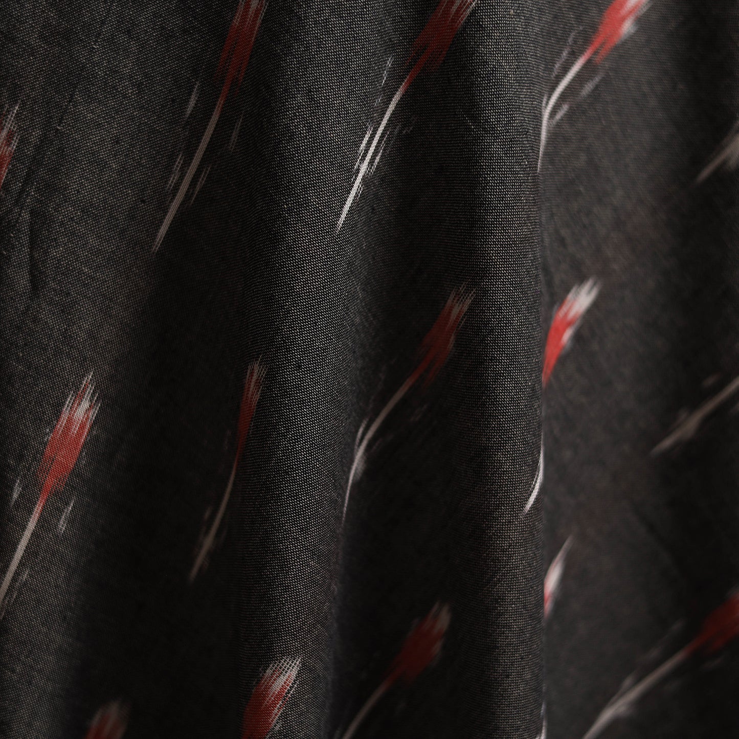 Black - Pochampally Ikat Weave Cotton Fabric 10