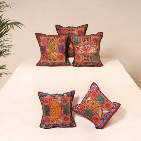 Kutch Hand Embroidered Mirror Work Cushion Cover (Set of 5) 21
