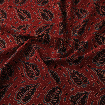 Red - Ajrakh Hand Block Printed Natural Dyed Mul Cotton Fabric 04