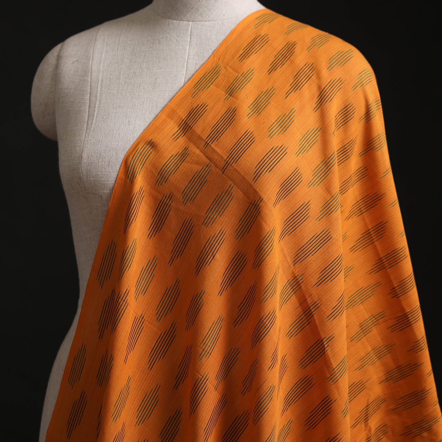 Orange - Pochampally Ikat Weave Cotton Fabric 14
