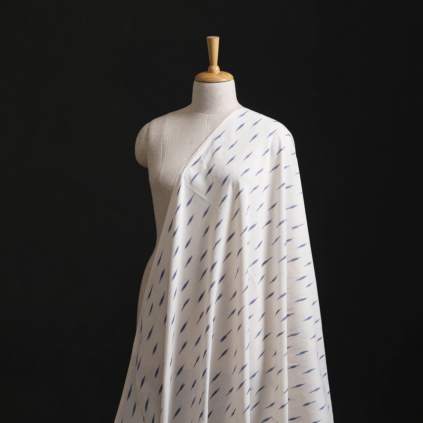 White - Pochampally Ikat Weave Cotton Fabric 15