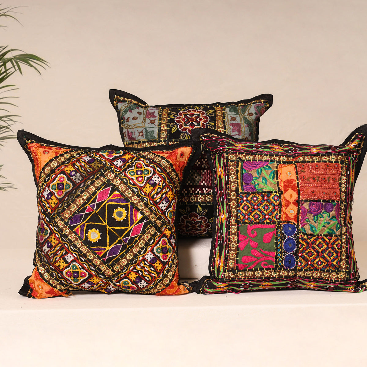 Kutch Hand Embroidered Mirror Work Cushion Cover (Set of 5) 23
