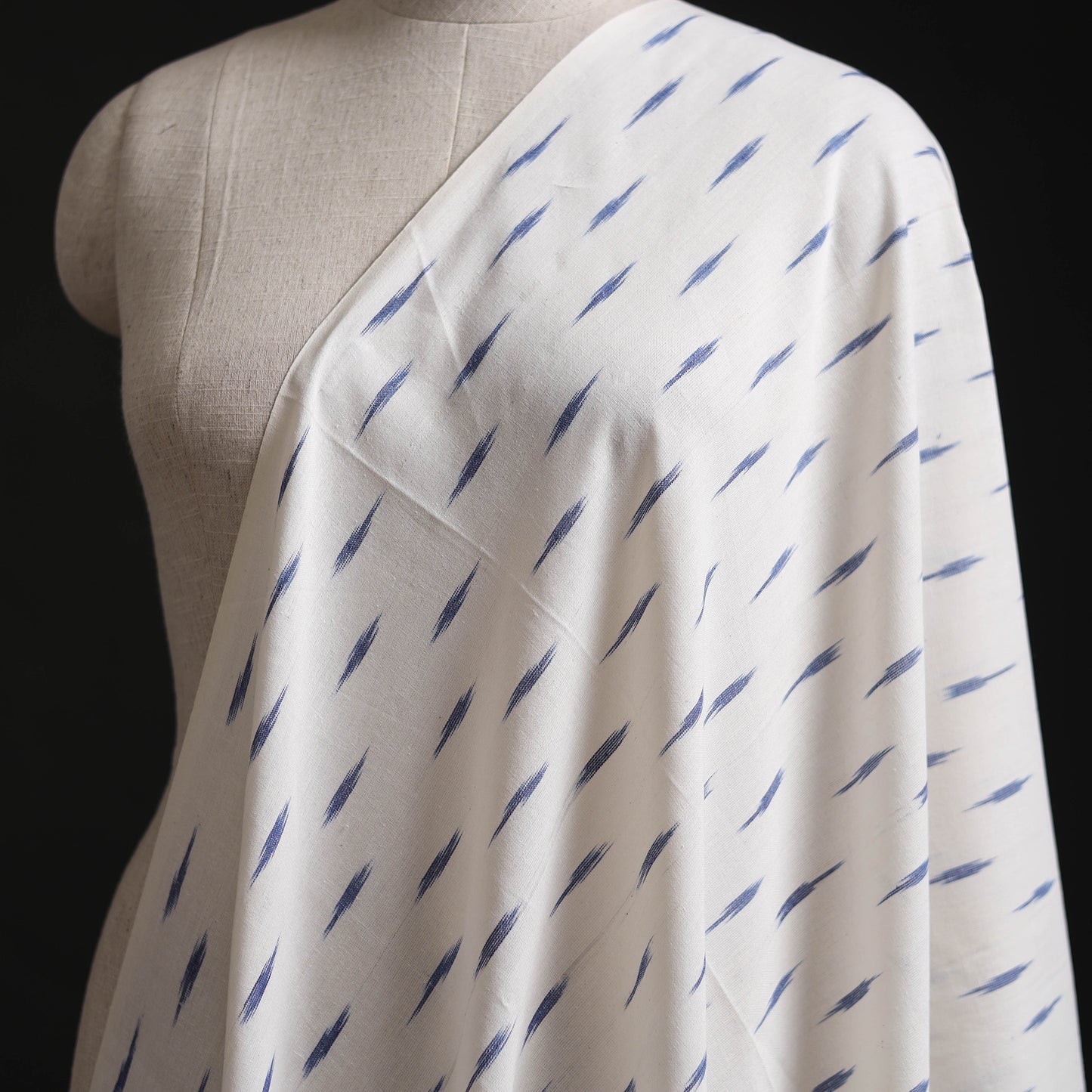 White - Pochampally Ikat Weave Cotton Fabric 15