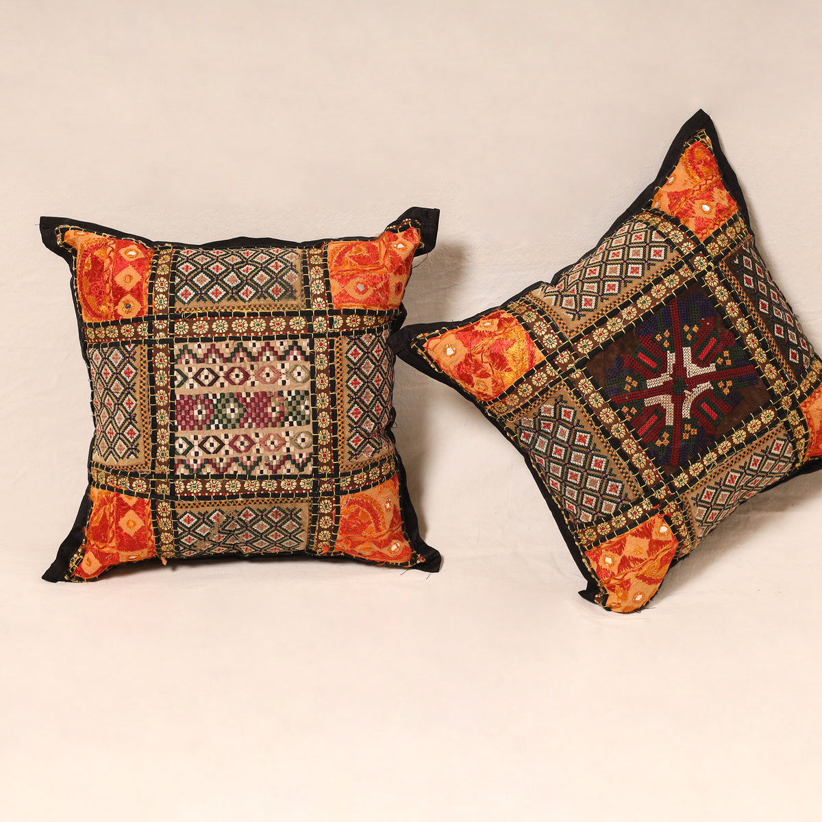 Kutch Hand Embroidered Mirror Work Cushion Cover (Set of 5) 23