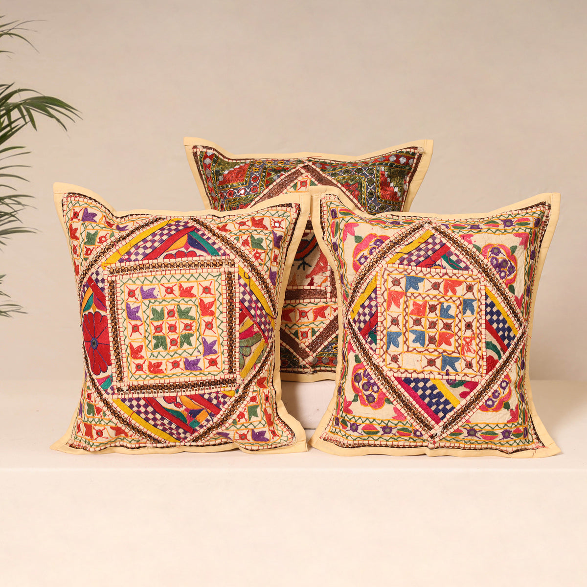 Kutch Hand Embroidered Mirror Work Cushion Cover (Set of 5) 24