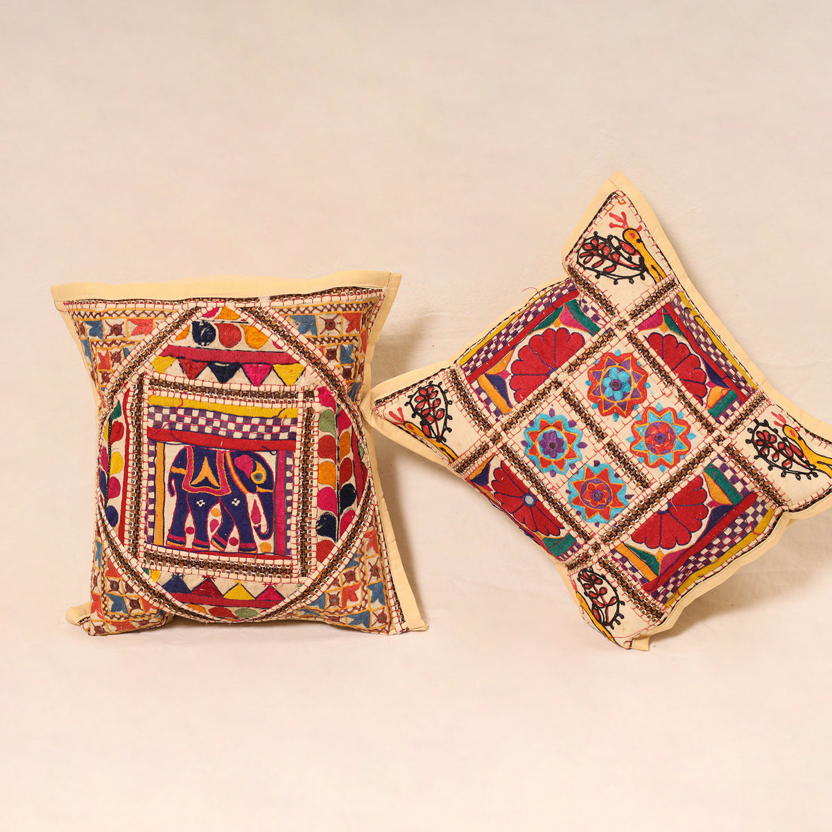 Kutch Hand Embroidered Mirror Work Cushion Cover (Set of 5) 24