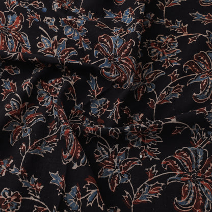 Black - Ajrakh Hand Block Printed Natural Dyed Mul Cotton Fabric 07