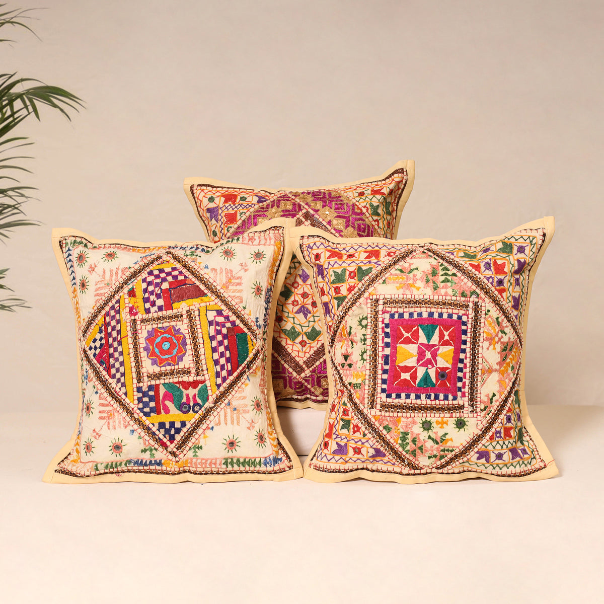 Kutch Hand Embroidered Mirror Work Cushion Cover (Set of 5) 26