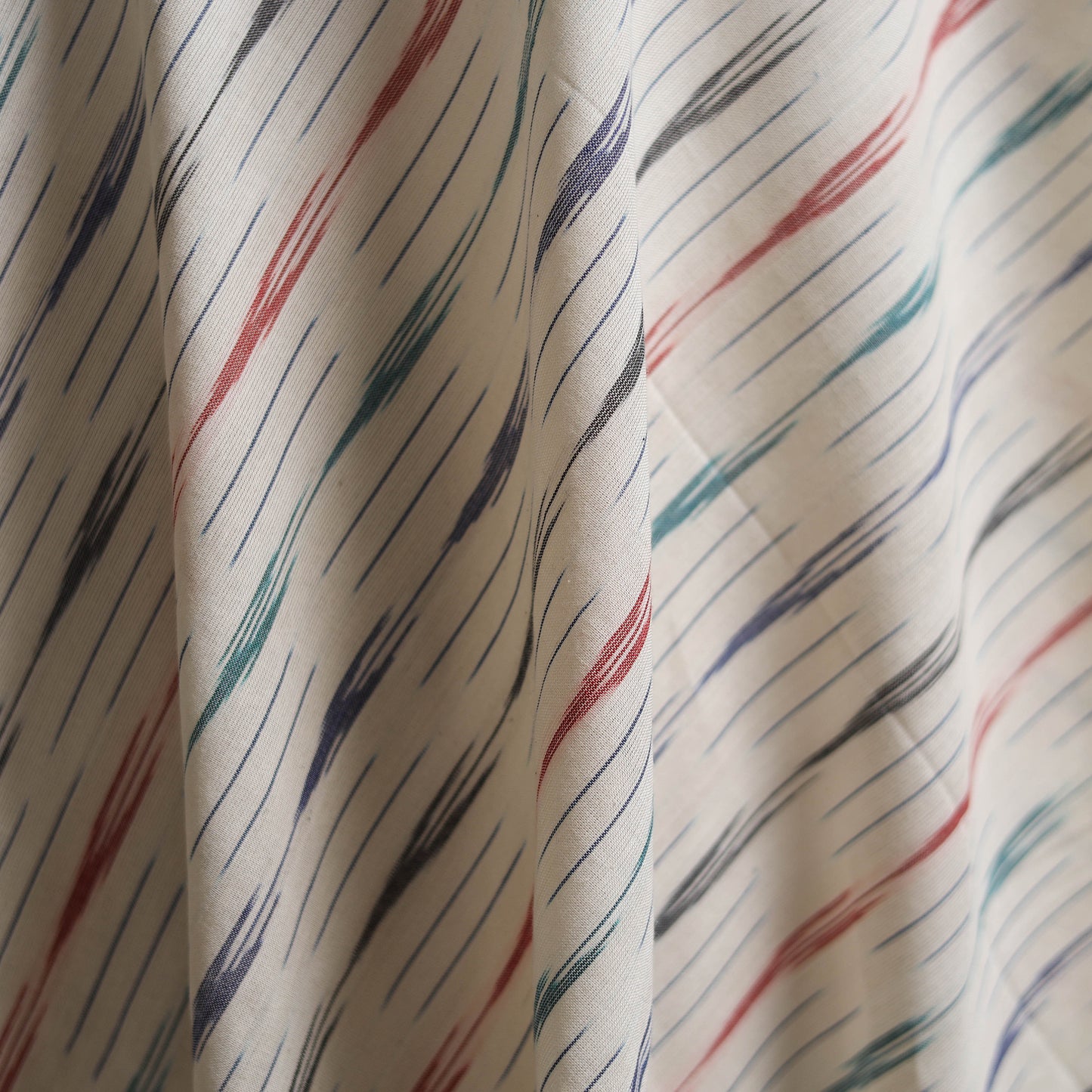 White - Pochampally Ikat Weave Cotton Fabric 19