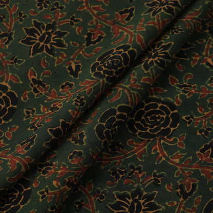 Green - Ajrakh Hand Block Printed Natural Dyed Mul Cotton Fabric 10