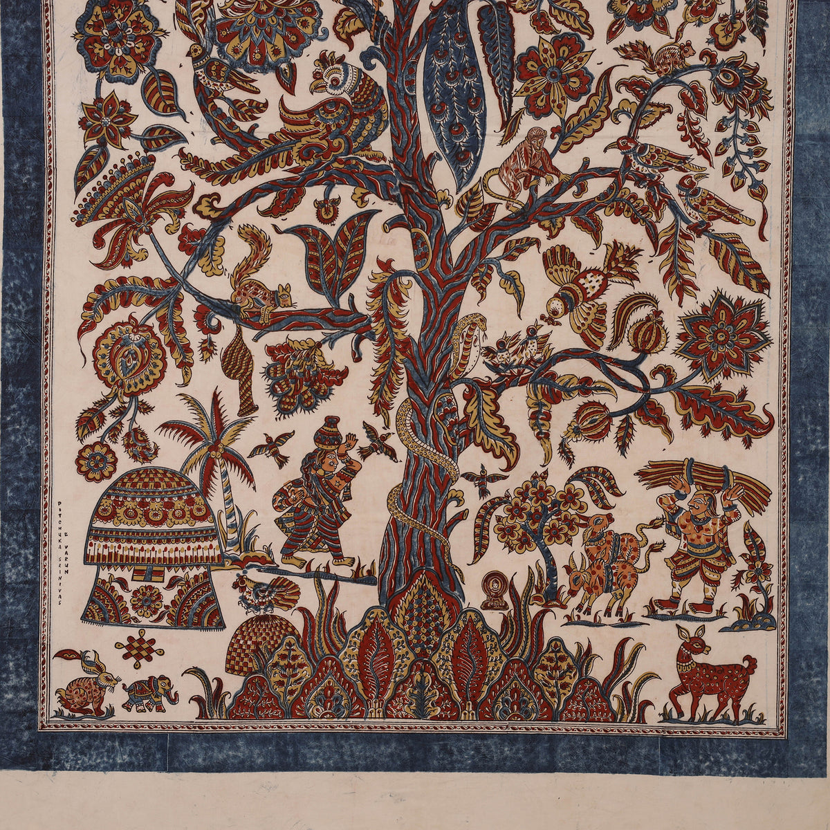 Kalamkari Art Wall Hanging with Tree of life Motif by Pitchuka Srinivas (72 x 60 in) 09