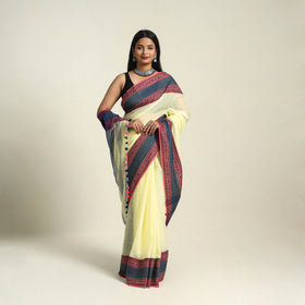 Buy Yellow Bengal Woven Border Handloom Cotton Saree