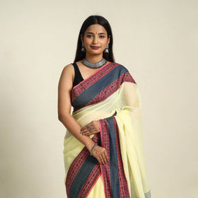 Buy Yellow Bengal Woven Border Handloom Cotton Saree