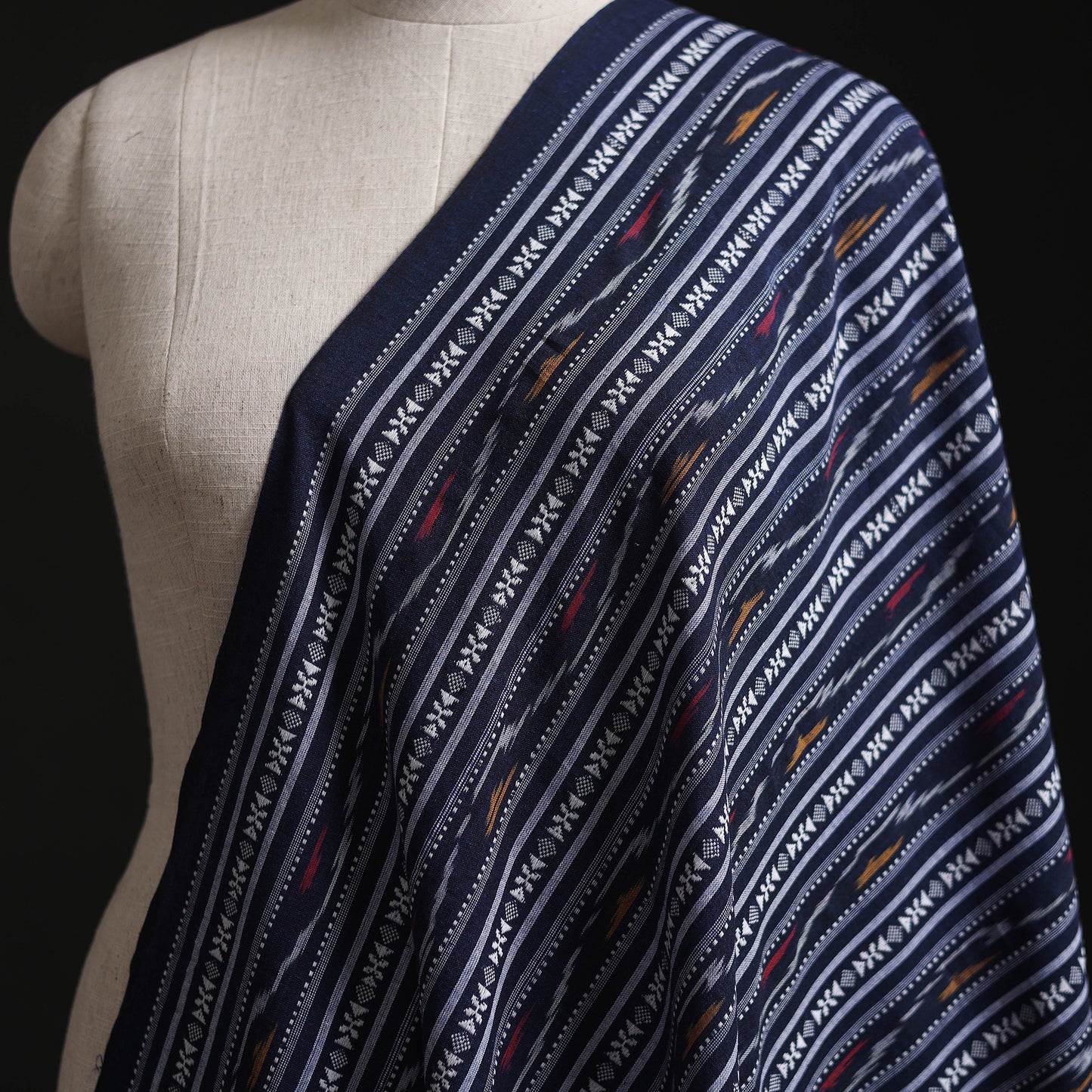 Blue - Cotton Pochampally Dabi Ikat Fabric 01