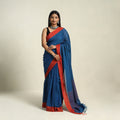 Buy Blue Bengal Woven Border Handloom Cotton Saree