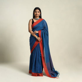 Buy Blue Bengal Woven Border Handloom Cotton Saree