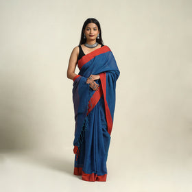 Buy Blue Bengal Woven Border Handloom Cotton Saree