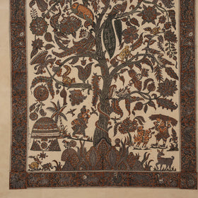 Brown - Kalamkari Art Wall Hanging with Tree of life Motif by Pitchuka Srinivas (72 x 60 in) 02