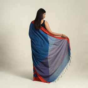 Buy Blue Bengal Woven Border Handloom Cotton Saree
