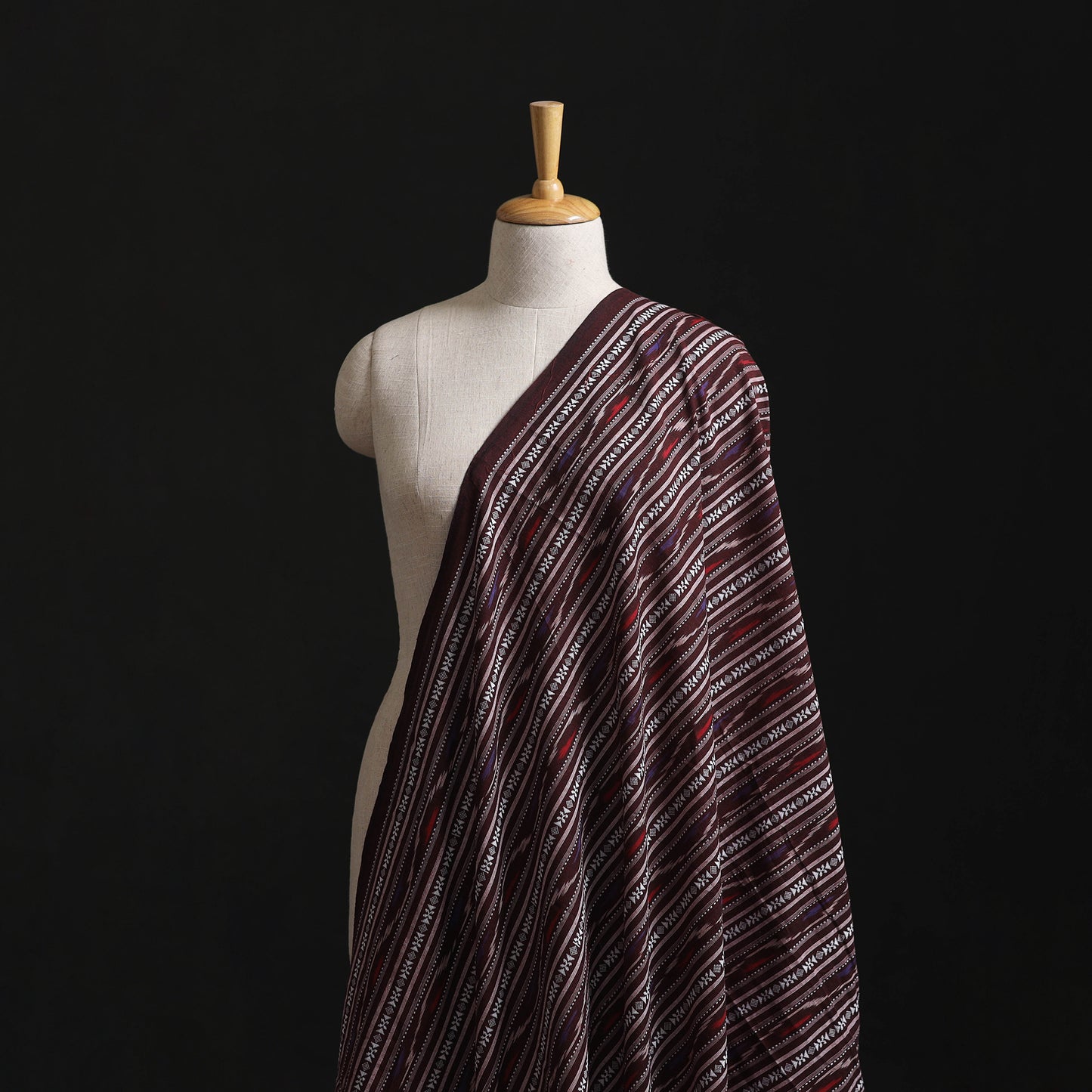 Maroon - Cotton Pochampally Dabi Ikat Fabric 03