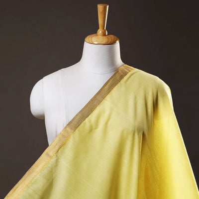 Yellow - Mangalagiri Handloom Cotton Nizam Zari Border Fabric 07