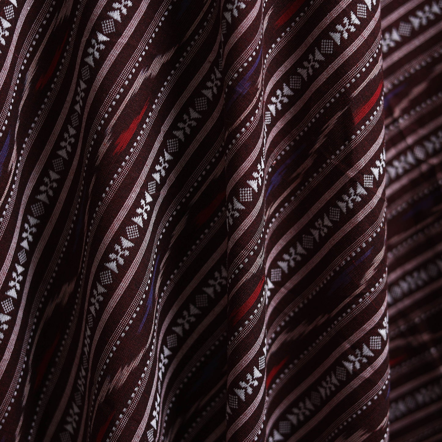 Maroon - Cotton Pochampally Dabi Ikat Fabric 03